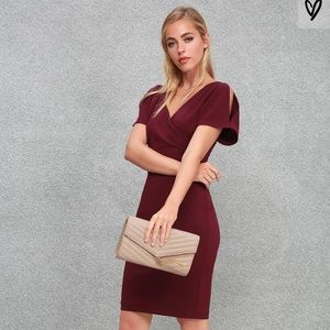 Lulu’s Raquel Burgundy Cold Shoulder Dress